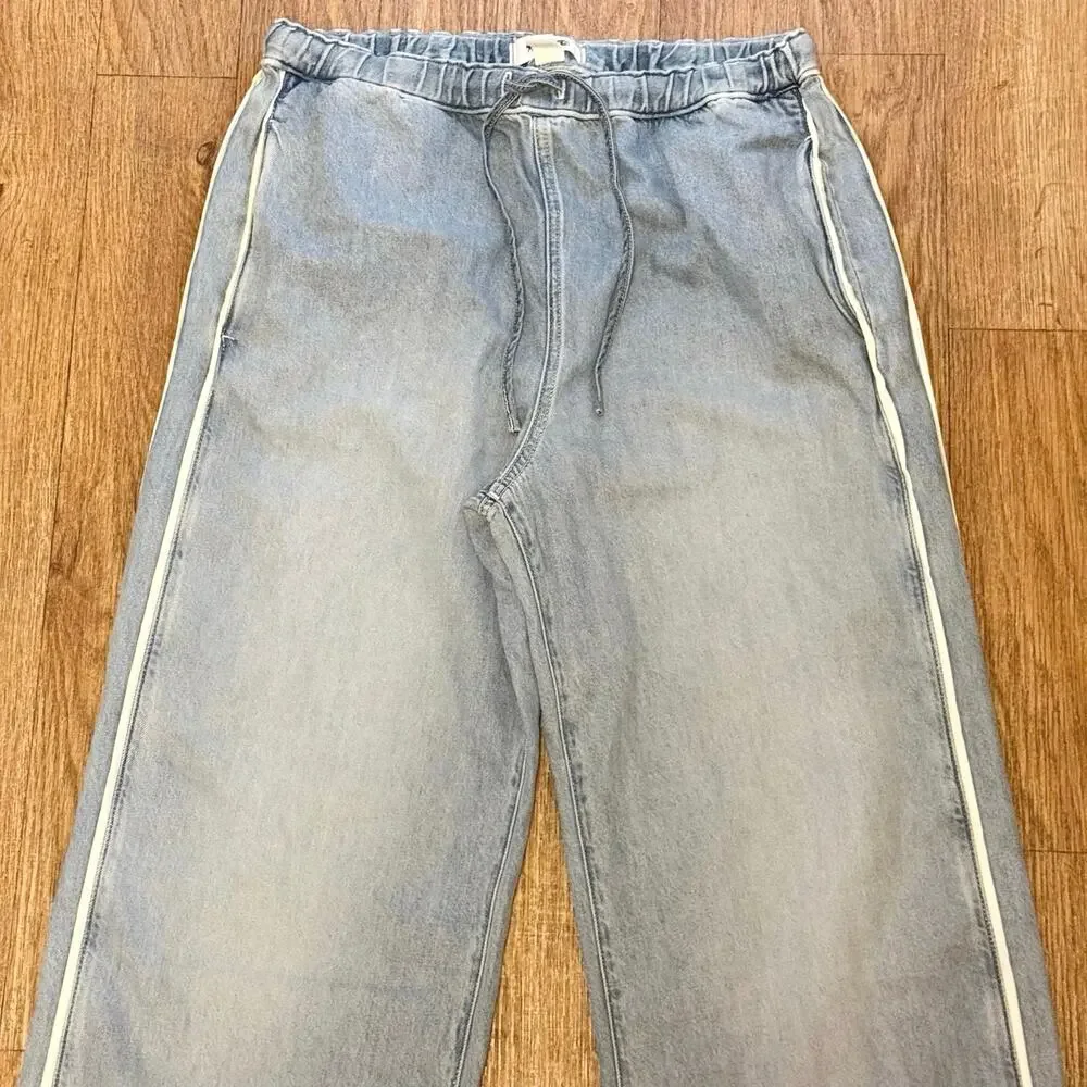Madewell Tall Pull-On Track Pants in Airy Denim Faded Horizon Wash Size TM